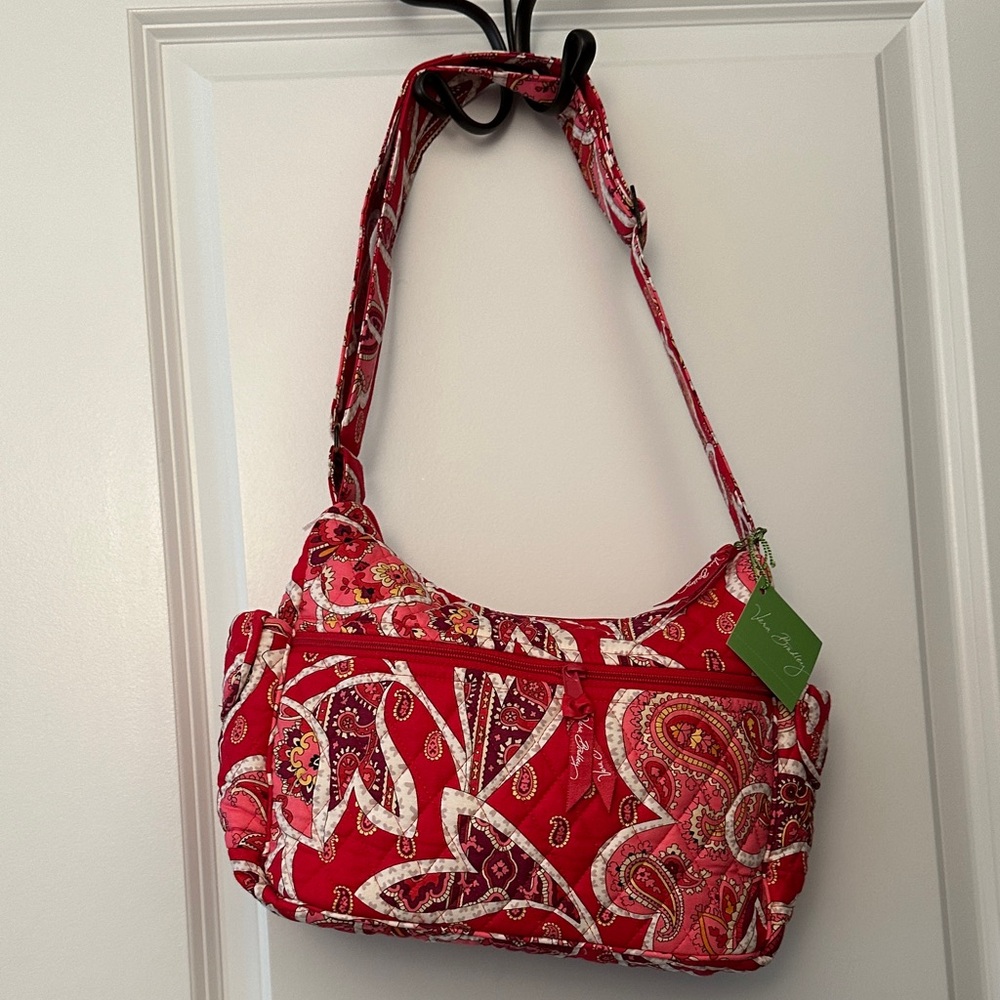 NWT- Vera Bradley Red and Pink Paisley Shoulder Bag